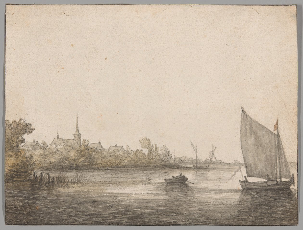 Widok IJsselmonde widziany po drugiej stronie Nowej Maas autorstwa Aelbert Cuyp