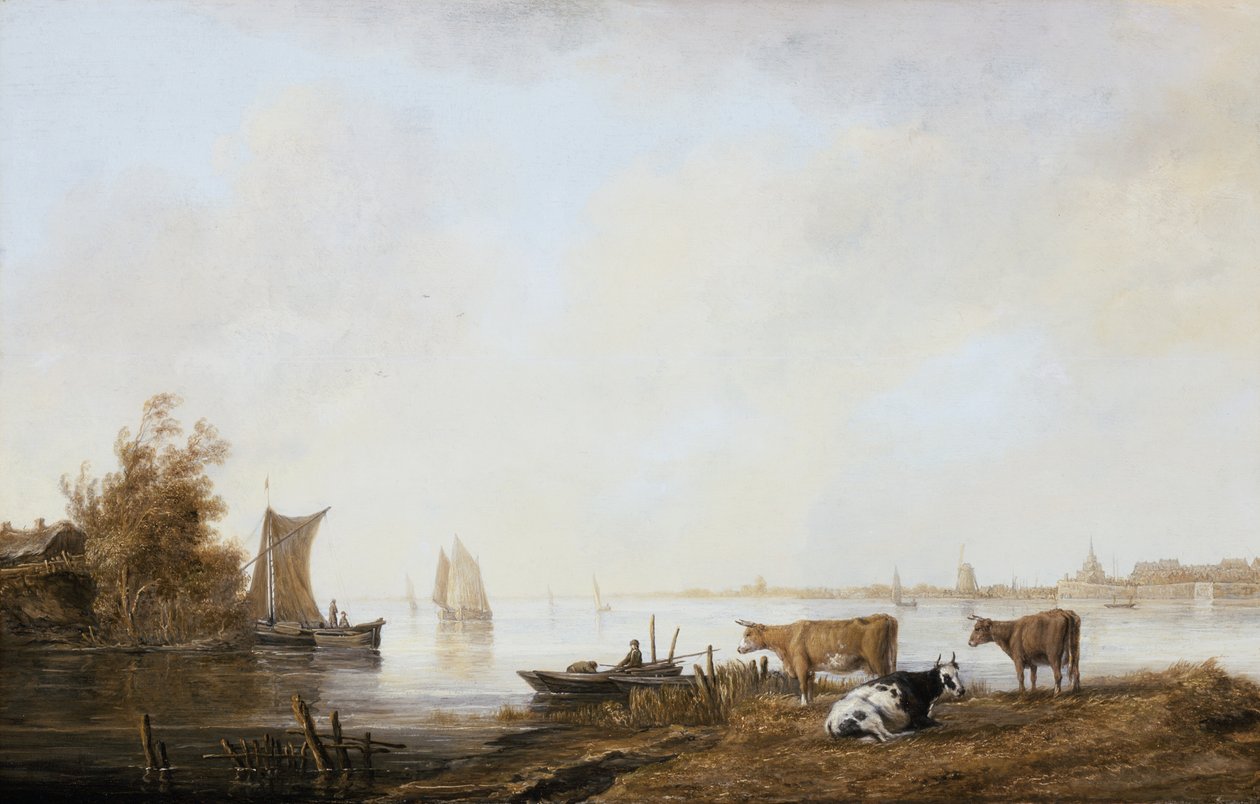 Widok na Mozę w pobliżu Dordrechtu autorstwa Aelbert Cuyp