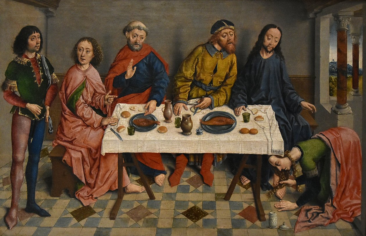 Niderlandzki:  Jésus chez Simon le Pharisien Jezus u Szymona autorstwa Aelbrecht Bouts autorstwa Aelbrecht Bouts