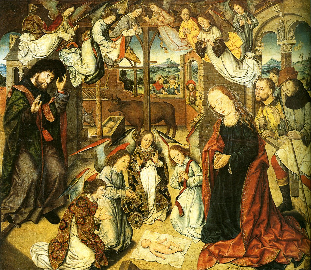 Adoracja pasterzy, ok. godz. 1500 autorstwa Aelbrecht Bouts