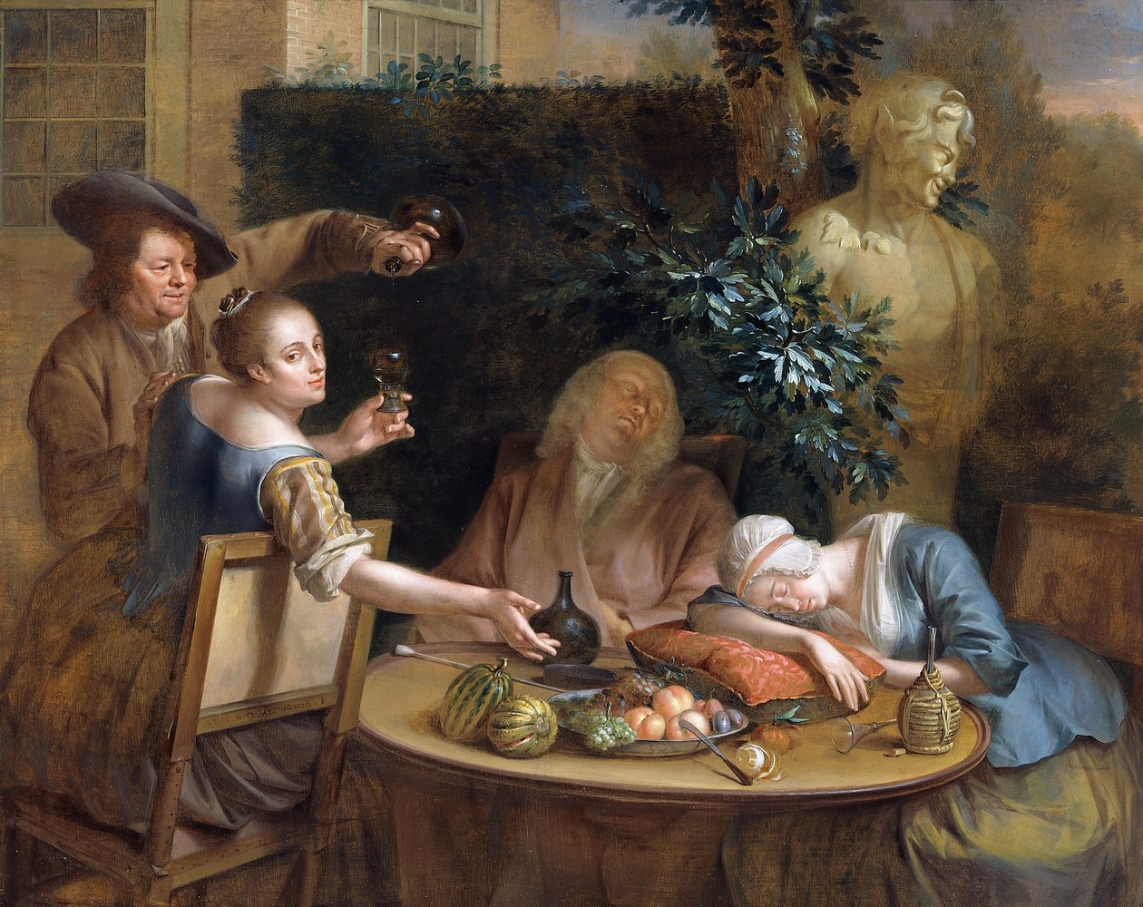 Picie w ogrodzie, 1739 autorstwa Aert Schouman