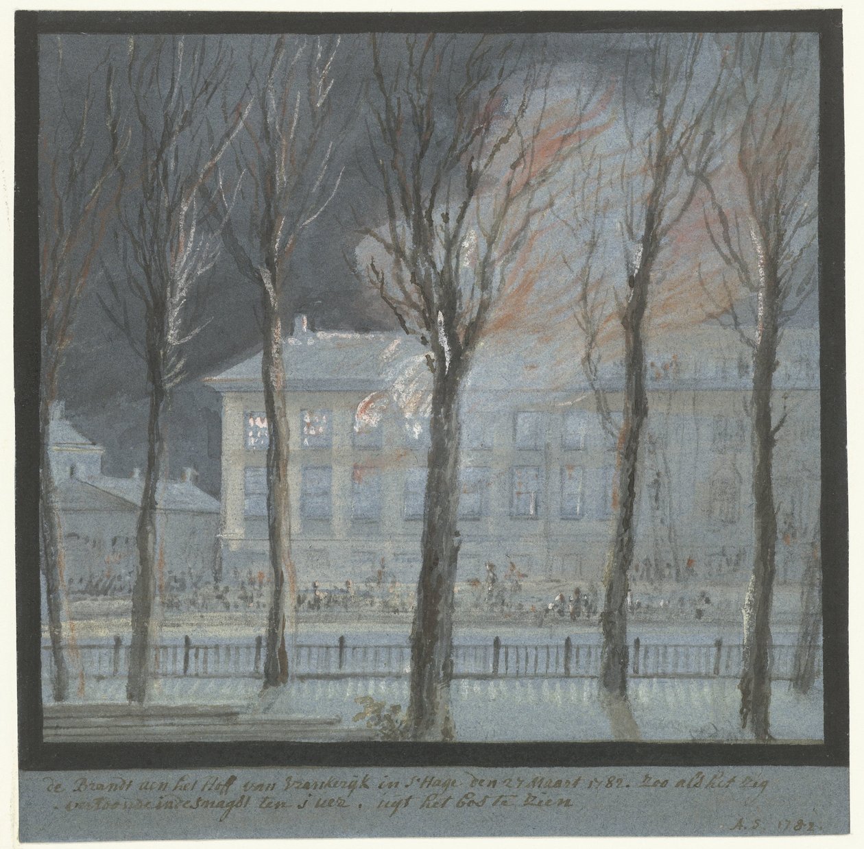 Pożar w domu ambasadora Francji w Hadze, 27 marca 1782 r. autorstwa Aert Schouman