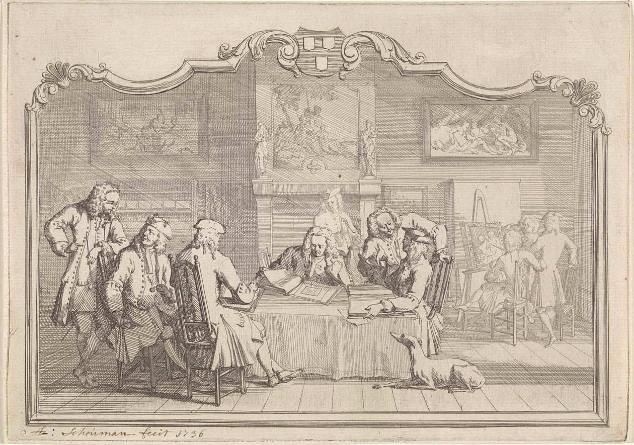 Cech św. Łukasza w Dordrecht, 1736 autorstwa Aert Schouman