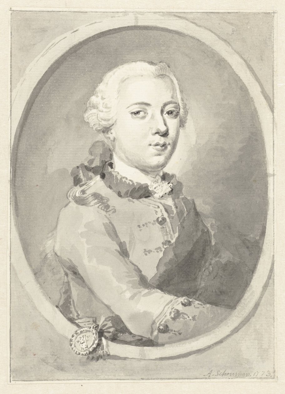 Portret Wilhelma V, księcia Orange-Nassau, po prawej, owalny autorstwa Aert Schouman