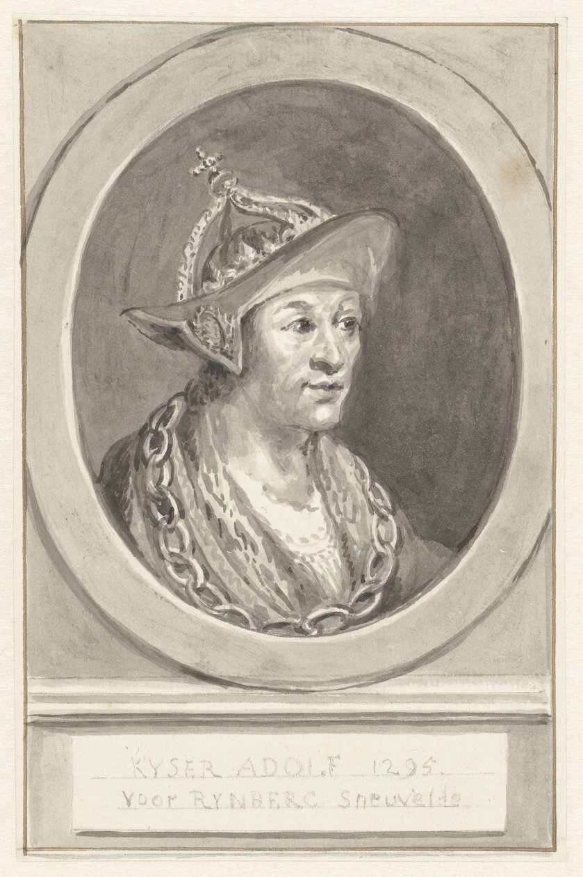 Portret cesarza Adolfa VII z Nassau, owalny, zwrócony w prawo autorstwa Aert Schouman