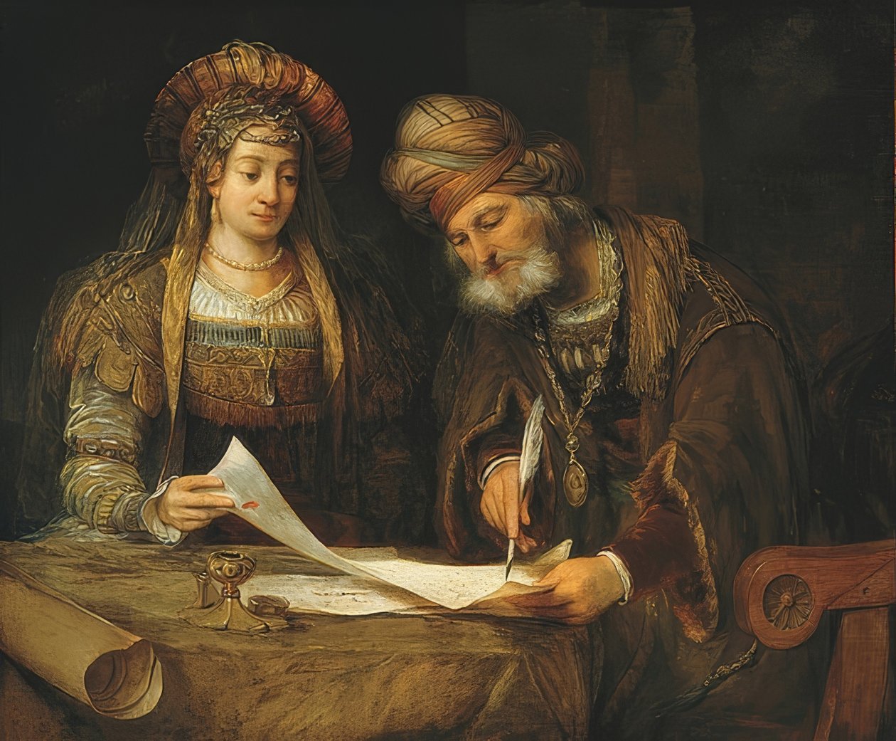 Estera i Mordechaj. 1675 autorstwa Aernt de Gelder