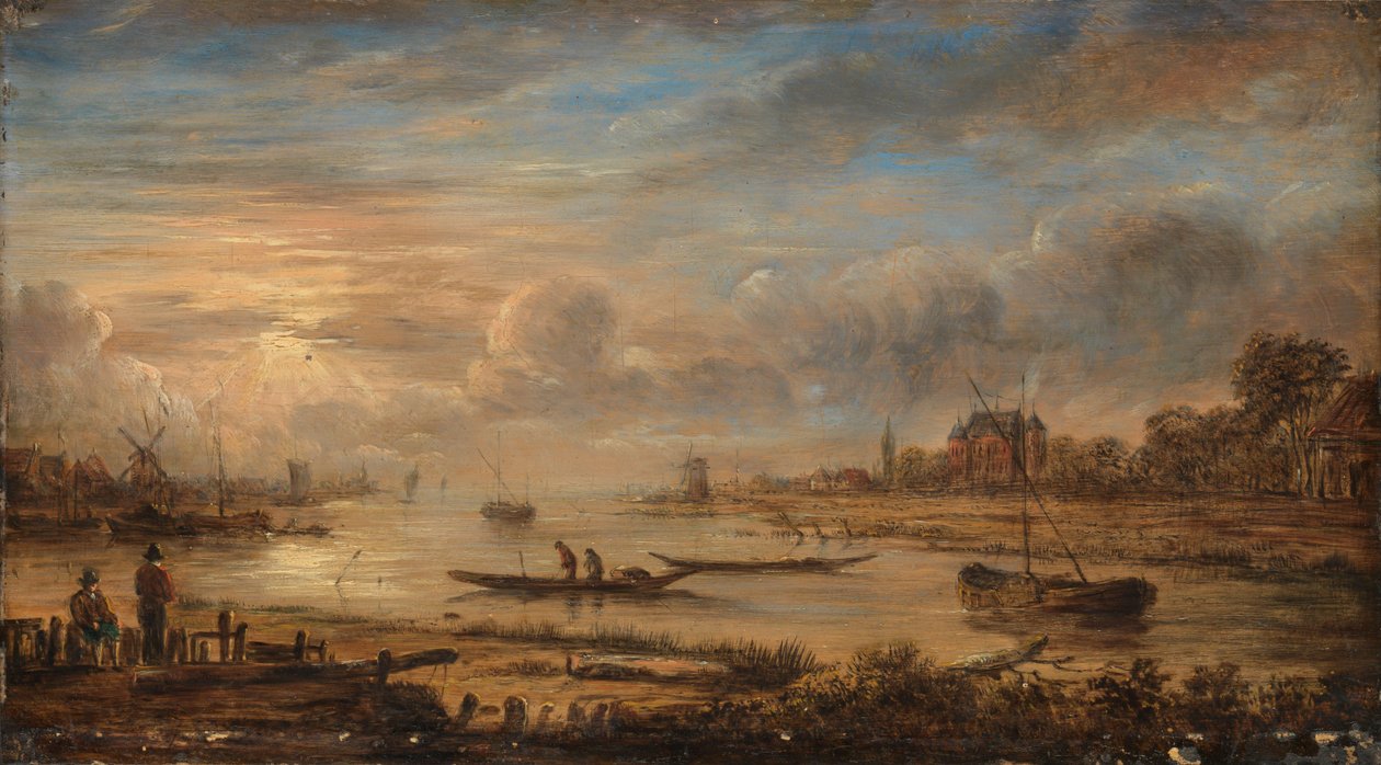 Widok na rzekę o wschodzie słońca autorstwa Aert van der Neer (copy after)