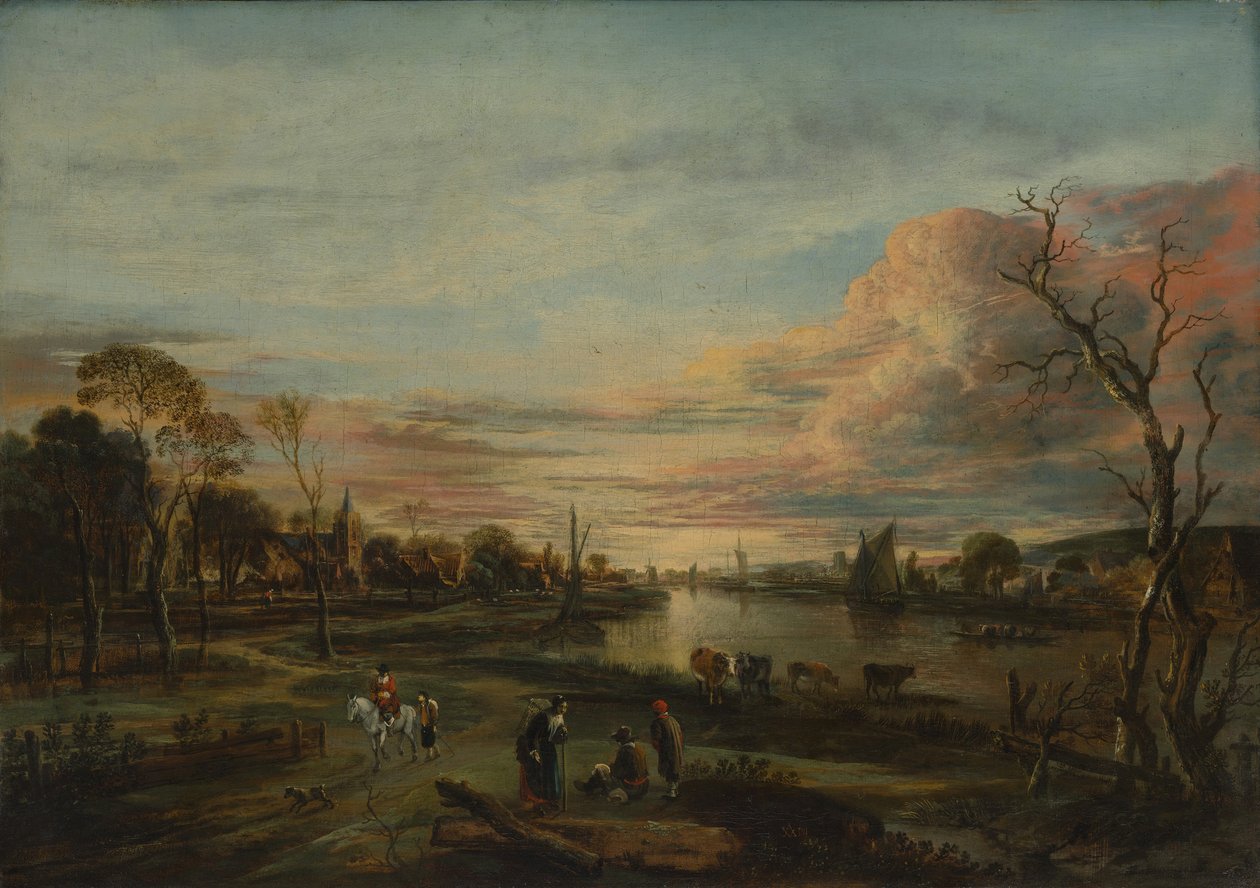 Krajobraz o zachodzie słońca, 1650. autorstwa Aert van der Neer