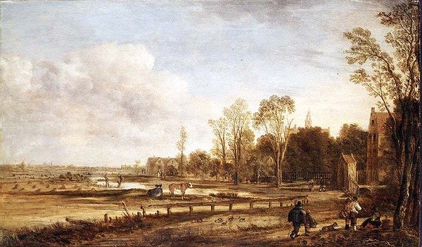 Krajobraz w pobliżu Haarlemu autorstwa Aert van der Neer