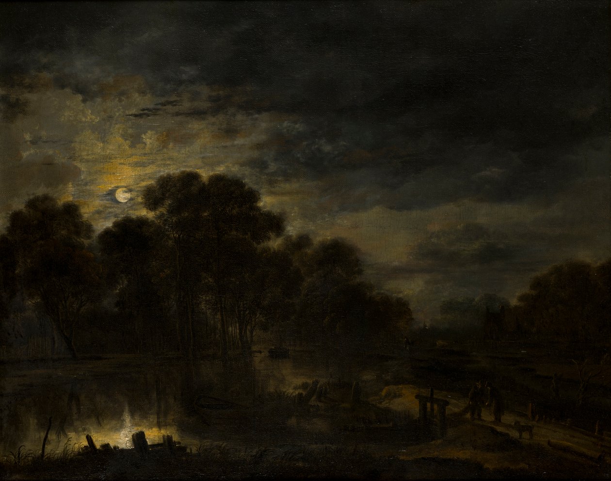 Pejzaż rzeczny wg Moonlight, ok. 1623-77 (olej na płótnie) autorstwa Aert van der Neer