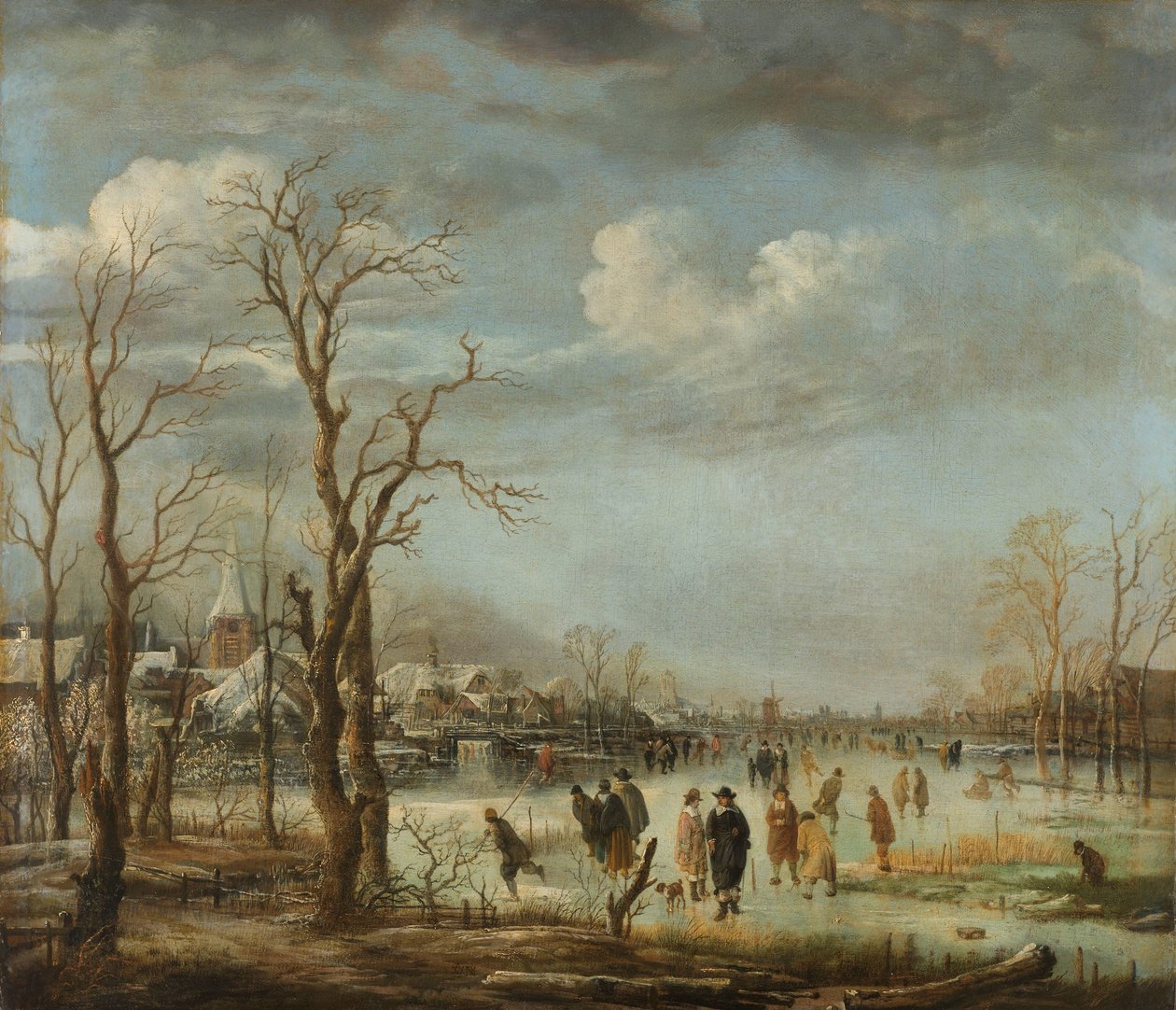 Widok na rzekę zimą, 1630-60 autorstwa Aert van der Neer