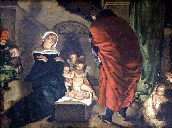 Narodzenia (olej na płótnie) autorstwa Aertgen Claesz van Leyden
