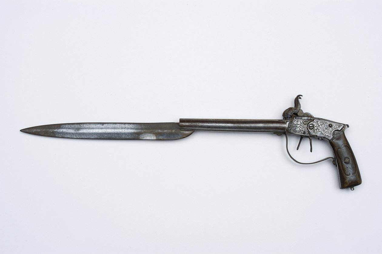 Pistolet kapiszonowy dwulufowy, ok. 1840 (stal, mosiądz i róg) autorstwa African