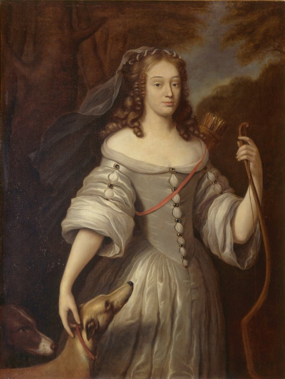 Portret Louise-Françoise de La Baume Le Blanc, księżnej La Vallière jako Diana autorstwa After Claude Lefèbvre