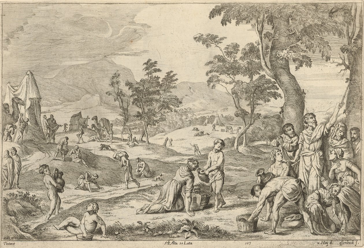 Izraelici zbierają mannę autorstwa After David Teniers the Younger