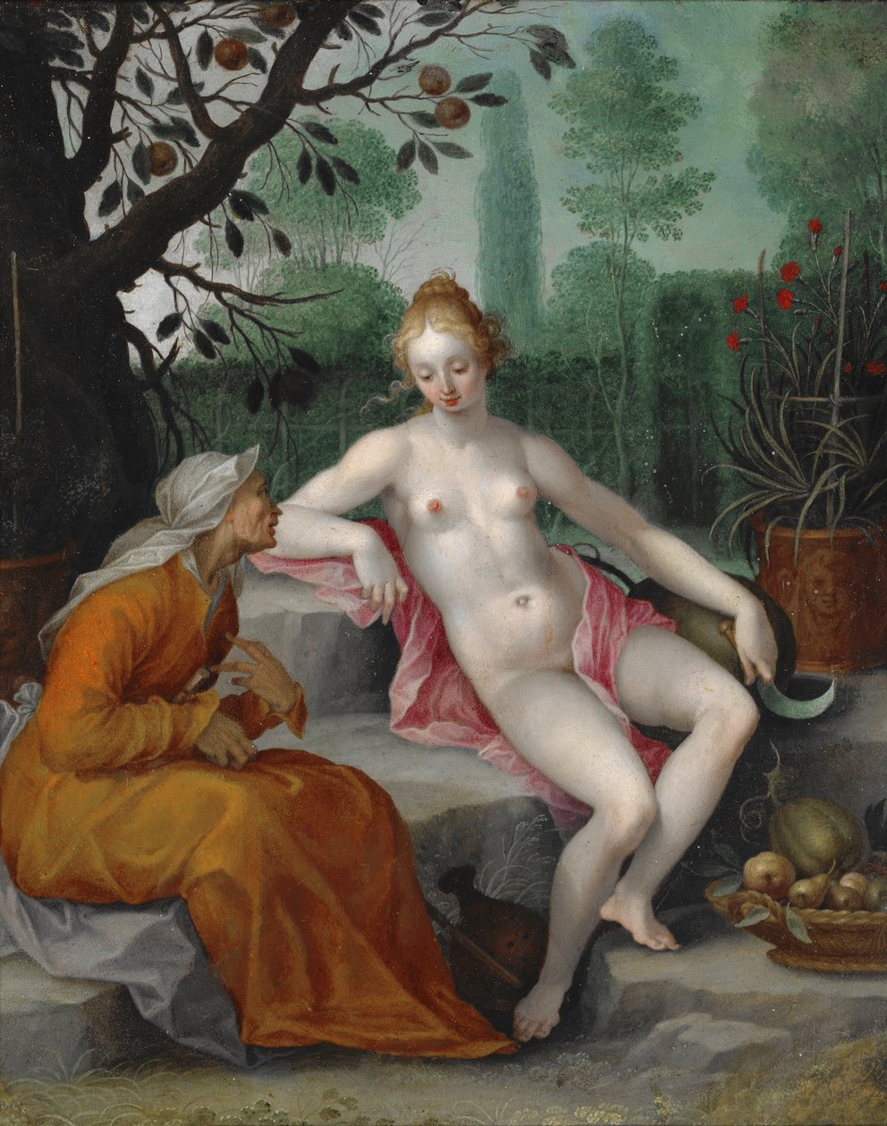 Vertumnus i Pomona autorstwa after Abraham Bloemaert