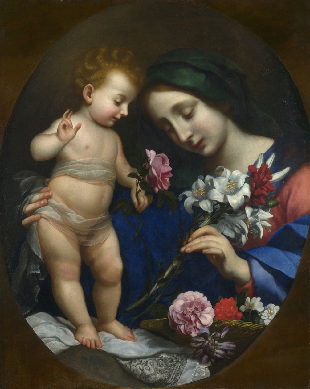 Dziewica z Dzieciątkiem z kwiatami autorstwa after Carlo Dolci