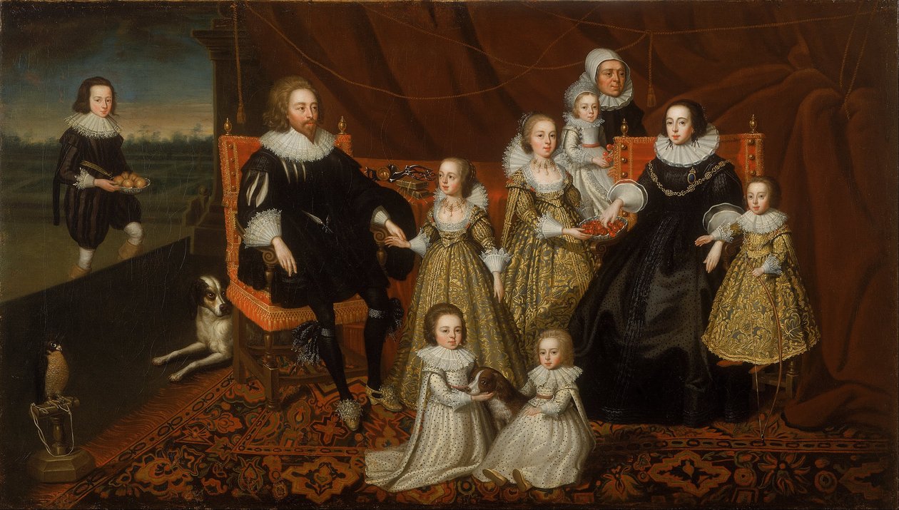 Portret Sir Thomasa Lucy i jego rodziny autorstwa After Cornelius Johnson