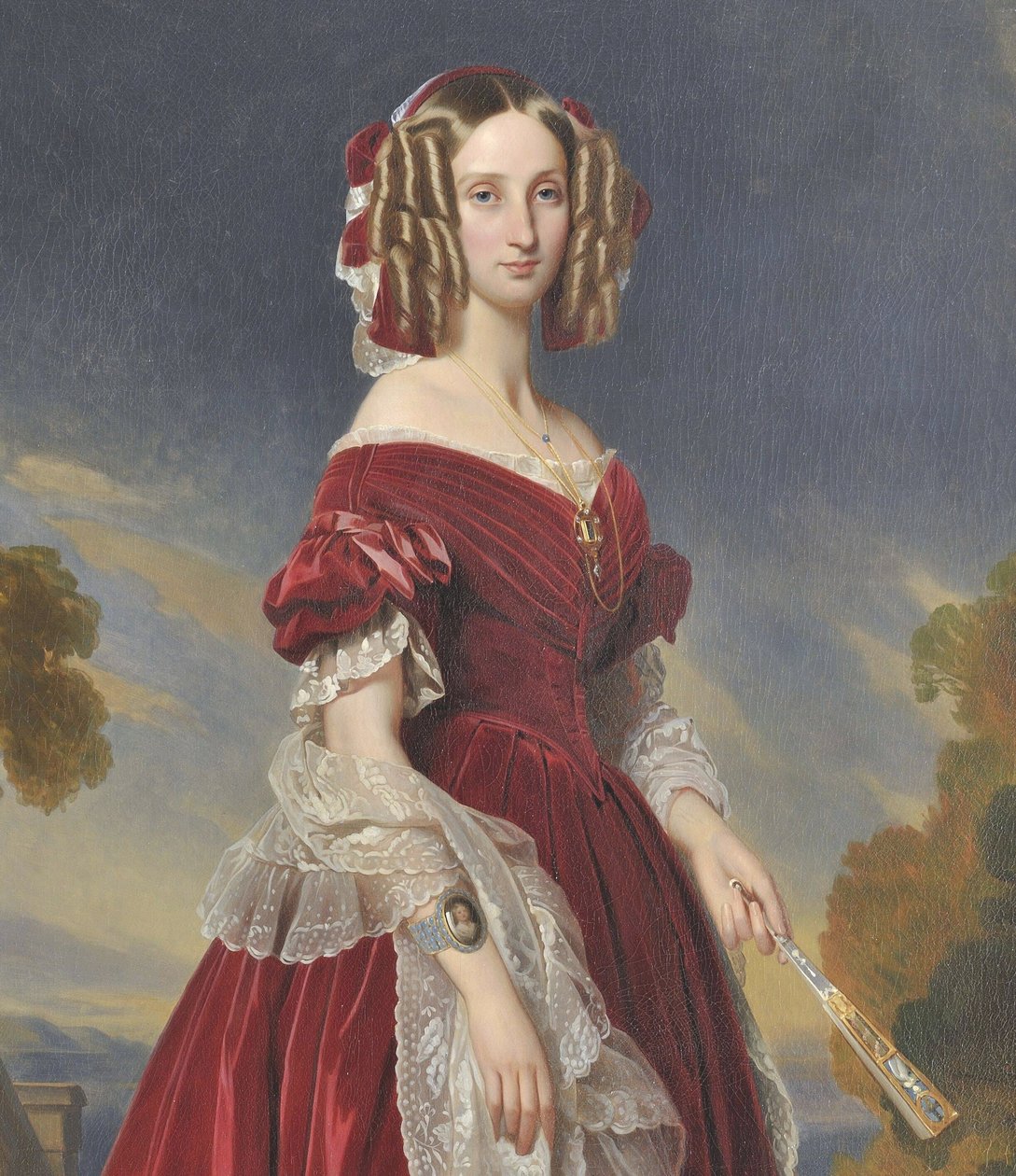 Francuski: Portrait de la reine Louis-Marie en robe rouge Portret królowej Ludwiki Marii w czerwonej sukni autorstwa after Franz Xaver Winterhalter