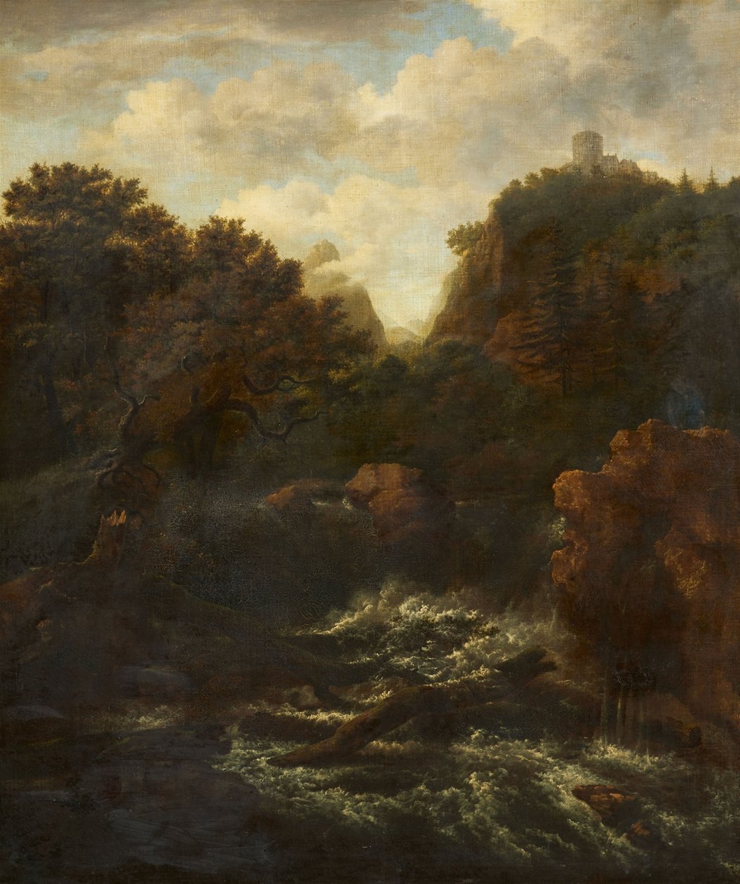 Krajobraz górski z wodospadem autorstwa after Jacob van Ruisdael