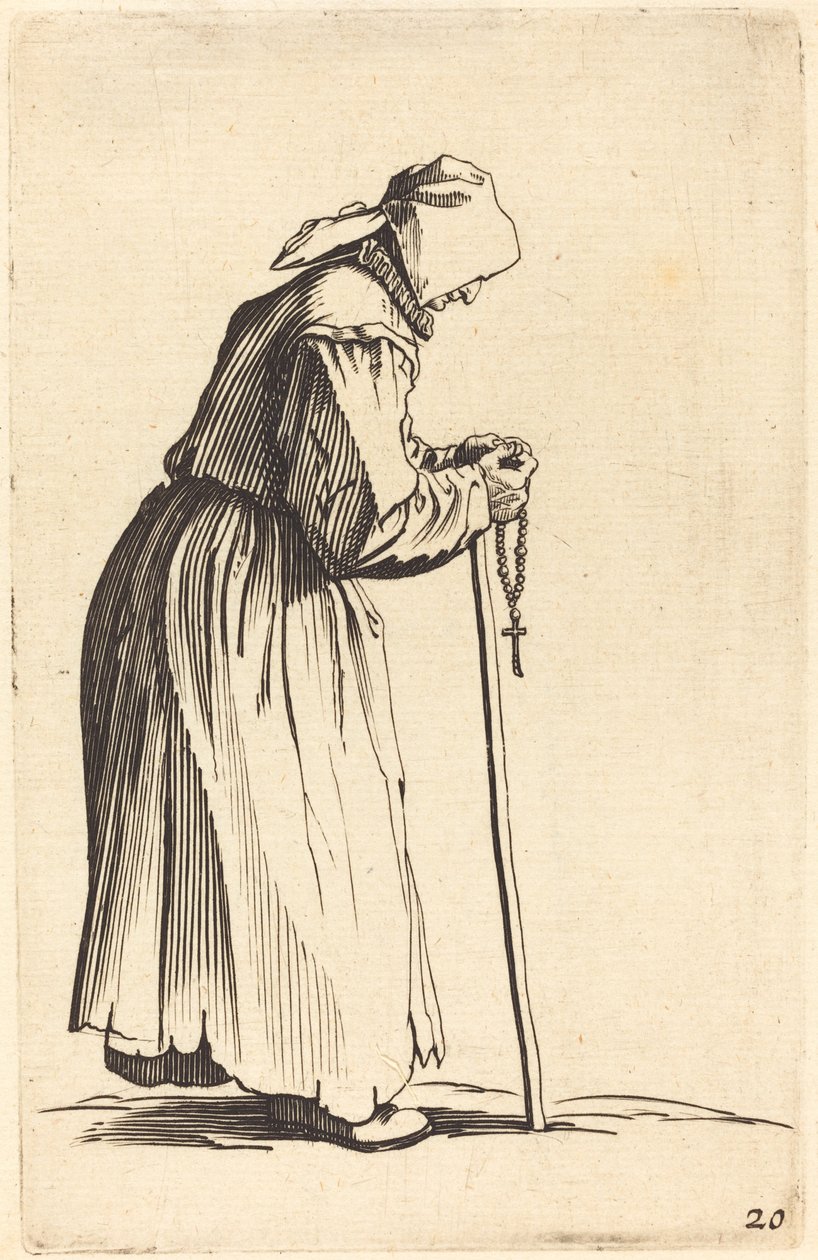 Żebraczka z różańcem autorstwa After Jacques Callot