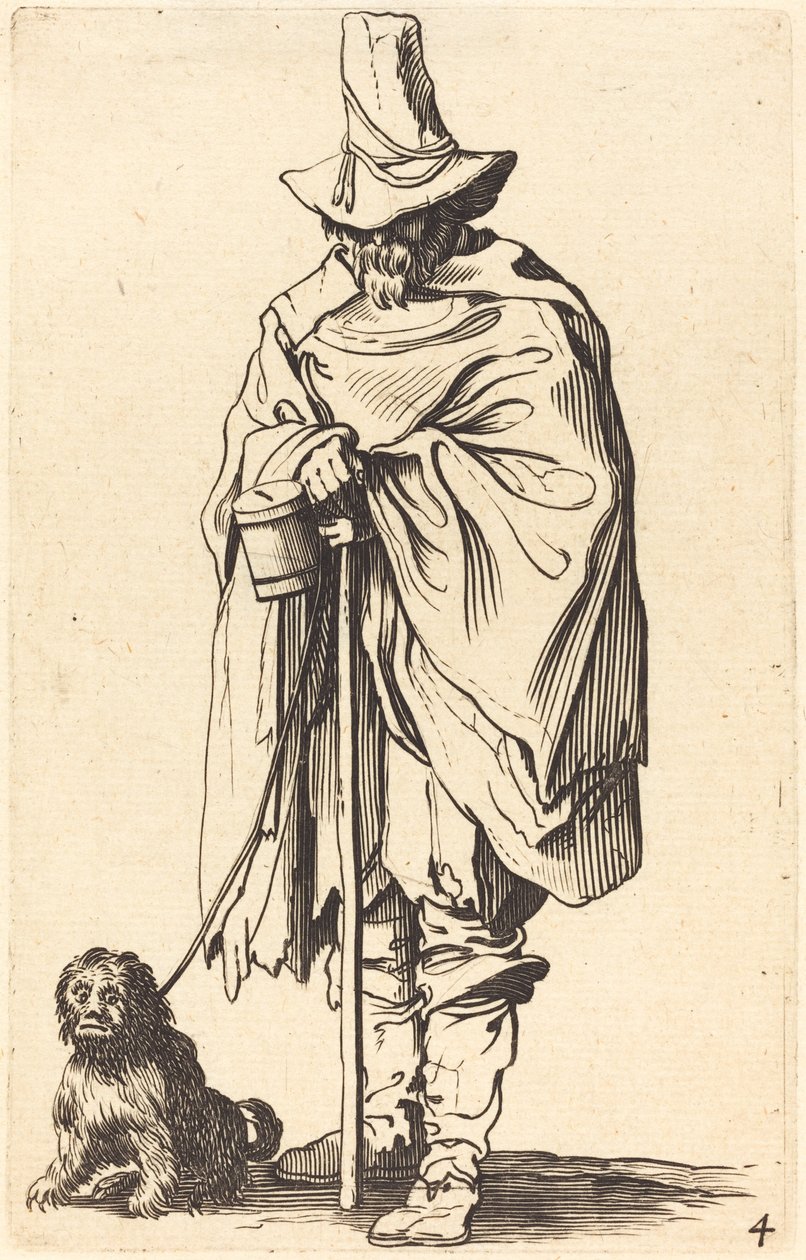 Żebrak z psem autorstwa After Jacques Callot