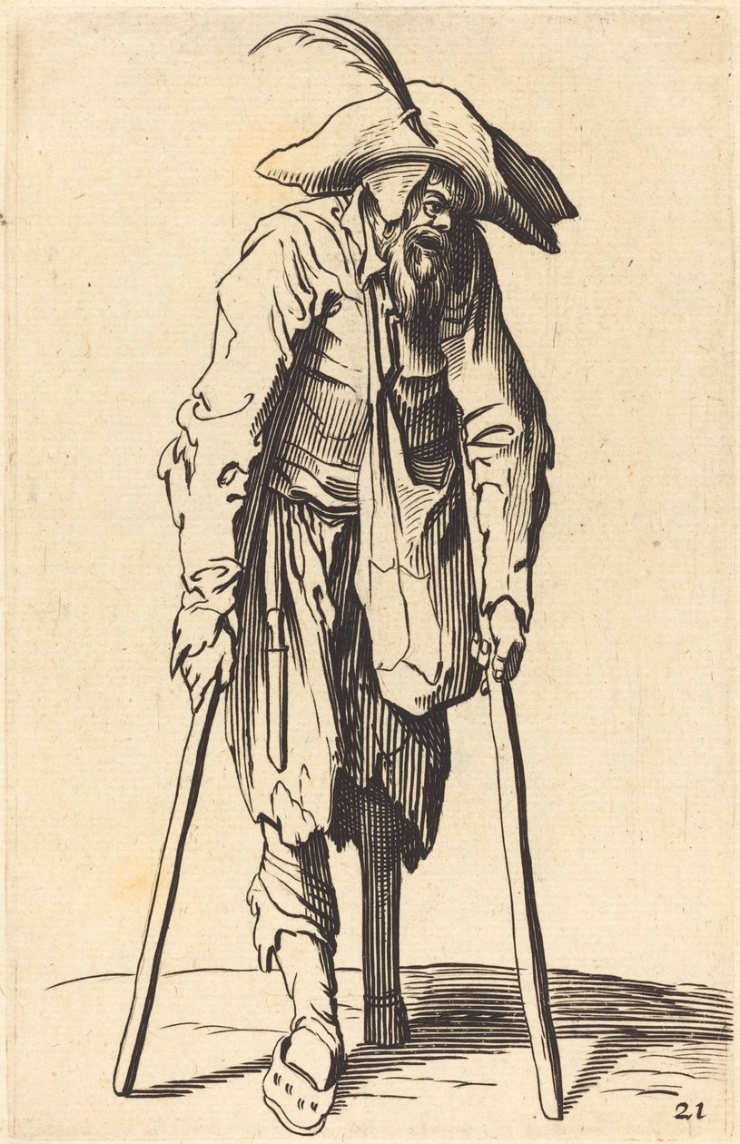 Żebrak z drewnianą nogą autorstwa After Jacques Callot
