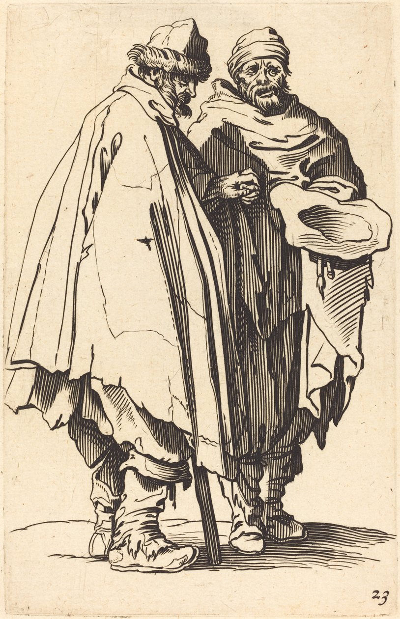 Ślepy żebrak i towarzysz autorstwa After Jacques Callot
