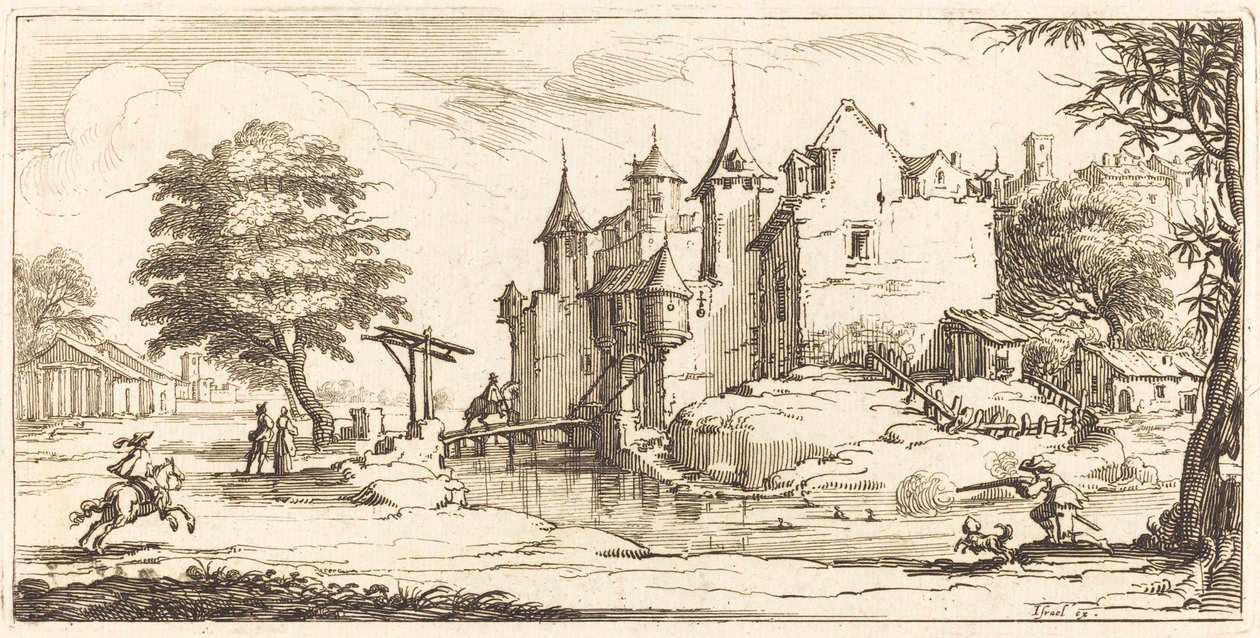 Zamek ze zwodzonym mostem autorstwa After Jacques Callot
