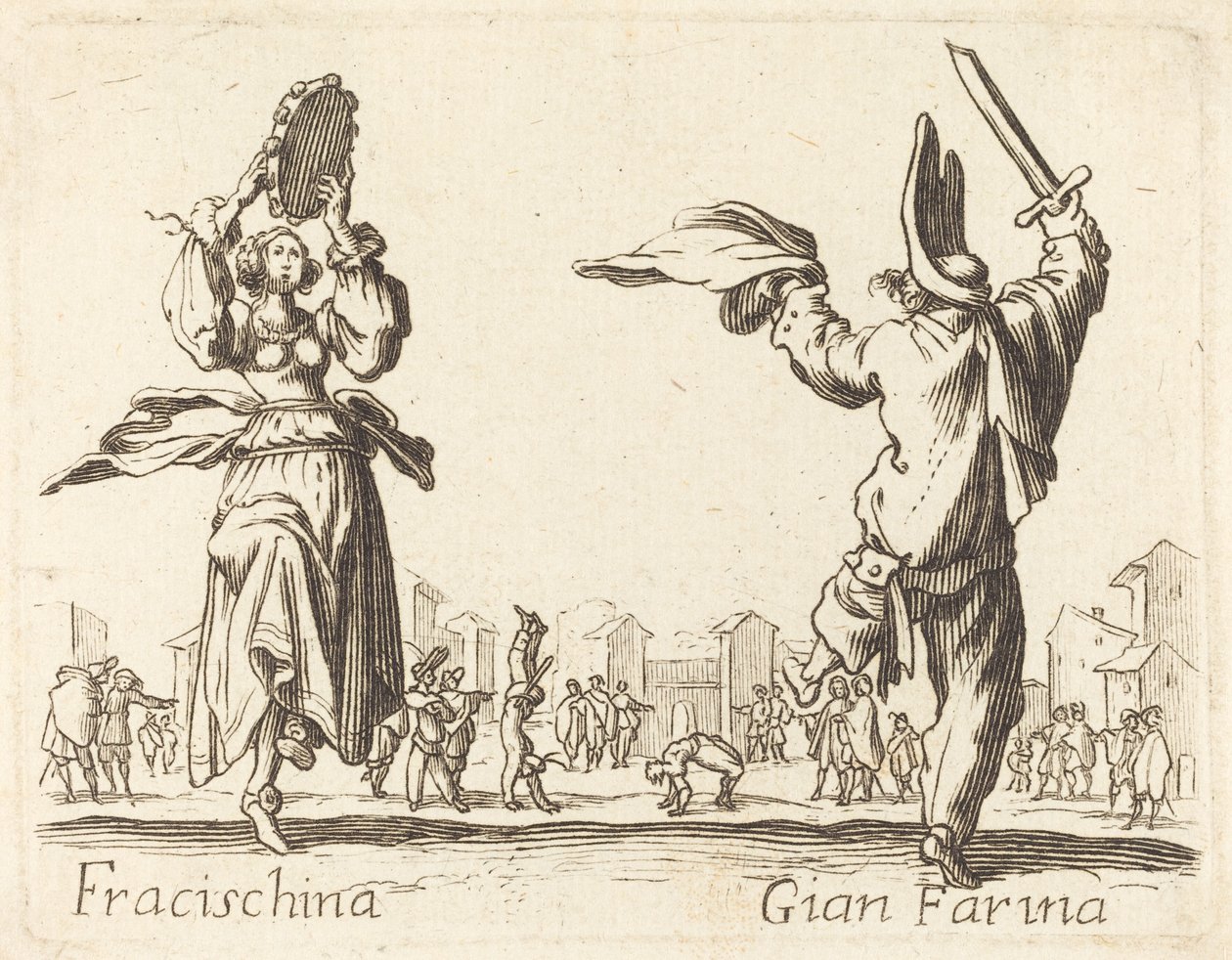 Fracischina i Gian Farina autorstwa After Jacques Callot