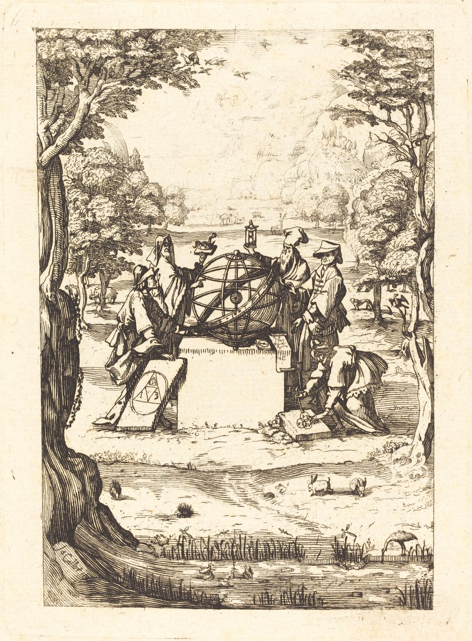 Frontyspis do Świętej Kosmologii (Tytuł z Astrologami) autorstwa After Jacques Callot