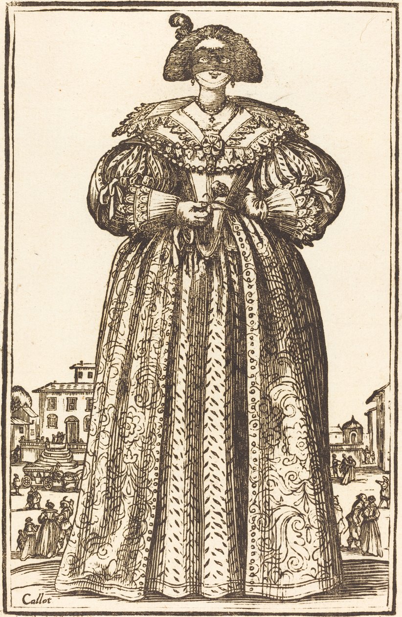 Szlachetna kobieta w masce autorstwa After Jacques Callot