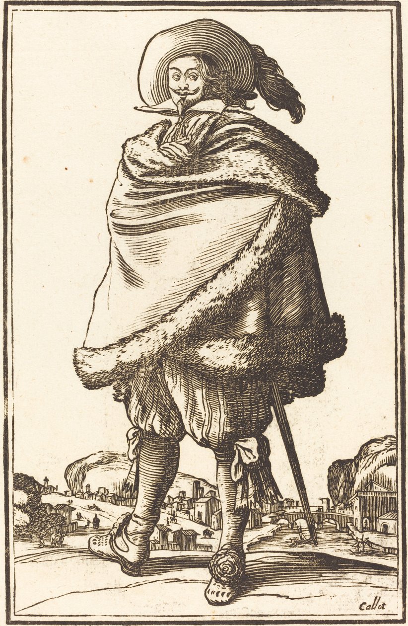 Szlachcic owinięty płaszczem obszytym futrem autorstwa After Jacques Callot