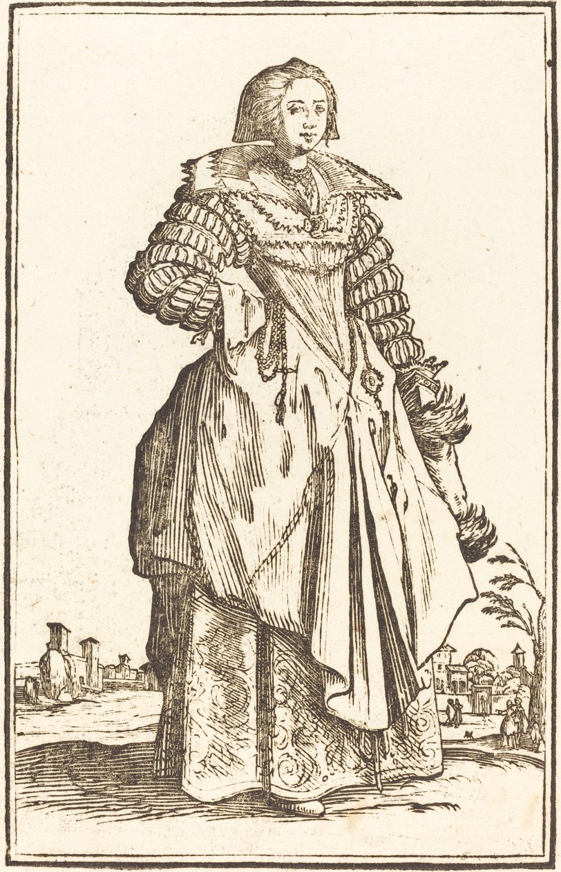 Szlachetna kobieta z dużym kołnierzem autorstwa After Jacques Callot