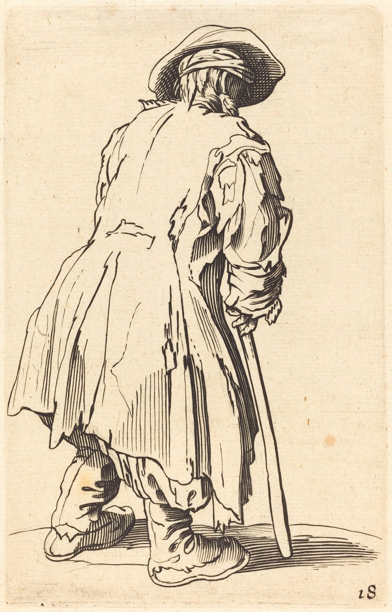Stary żebrak z jedną kulą autorstwa After Jacques Callot