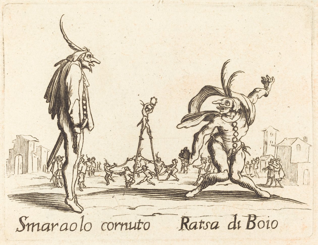 Smaralo Cornuto i Ratsa di Boio autorstwa After Jacques Callot
