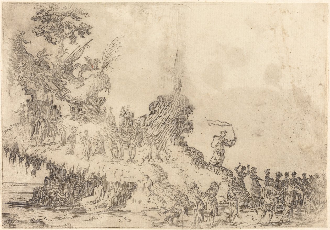 Unoszący się na górze Parnas autorstwa After Jacques Callot