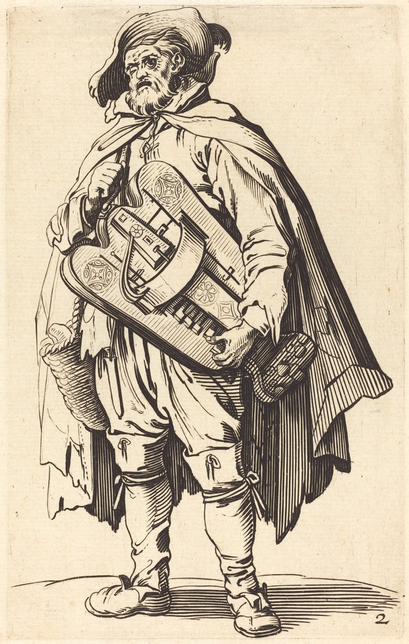 Gracz liry korbowej autorstwa After Jacques Callot
