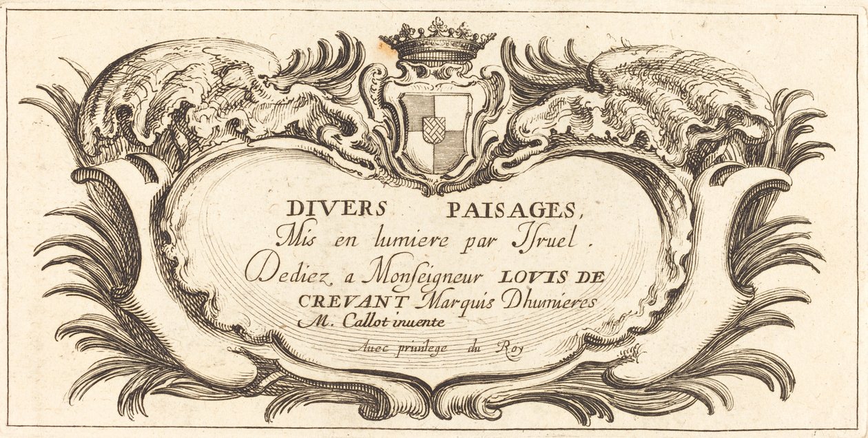 Strona tytułowa „Różne krajobrazy” autorstwa After Jacques Callot