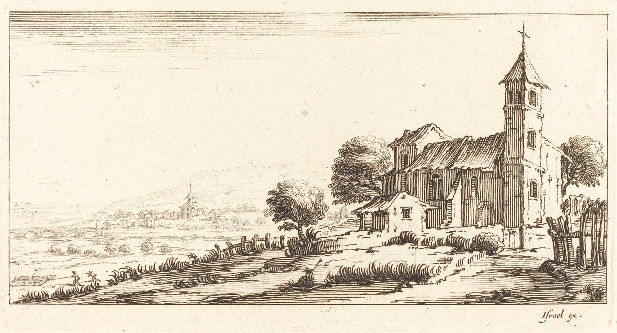Wiejski Kościół autorstwa After Jacques Callot