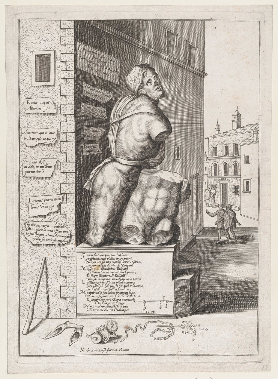 Posąg Pasquina w Domu Kardynała Ursino, Wydany po 1582 r., Wydany po 1582 r. autorstwa After Nicolas Beatrizet.