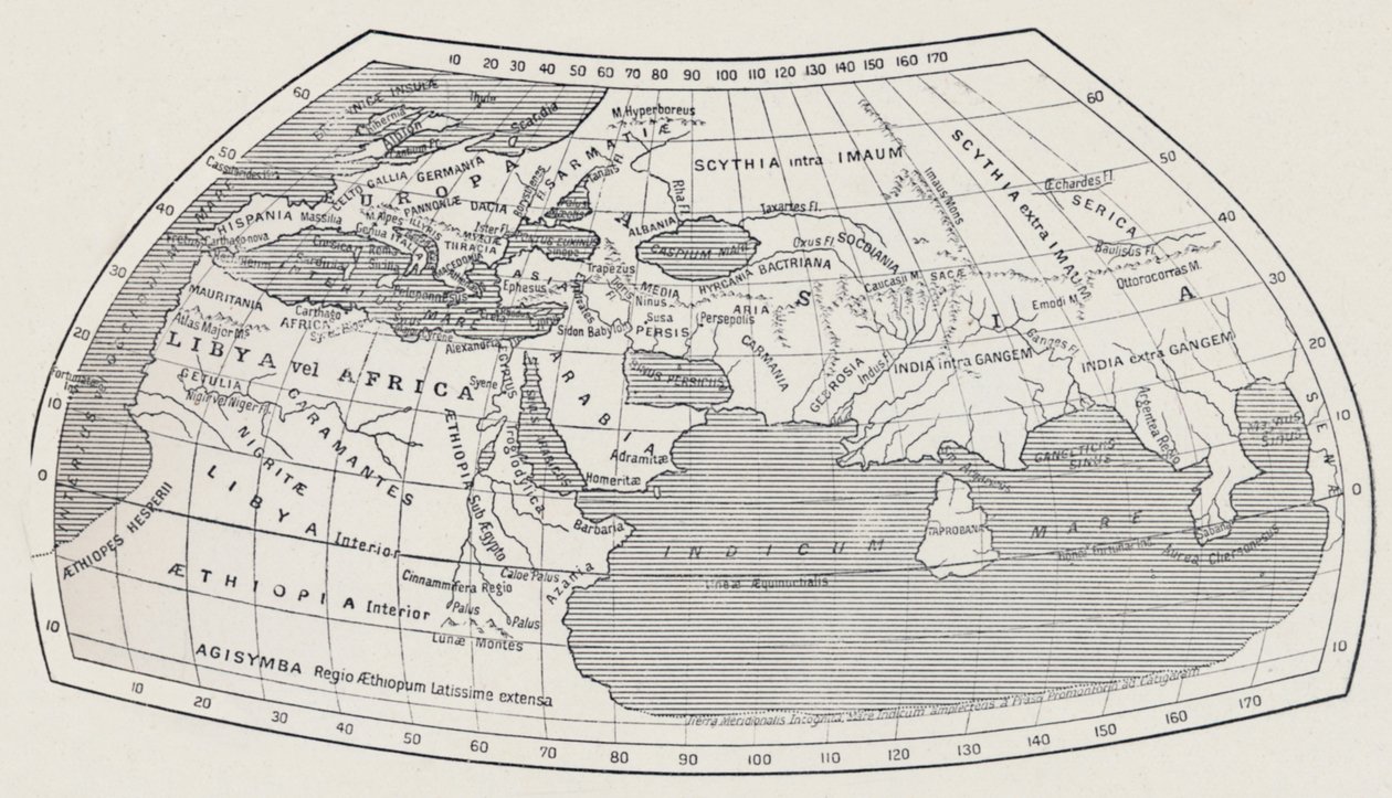 Mapa świata wg Ptolemeusza, 1923. autorstwa Agathodaemon of Alexandria