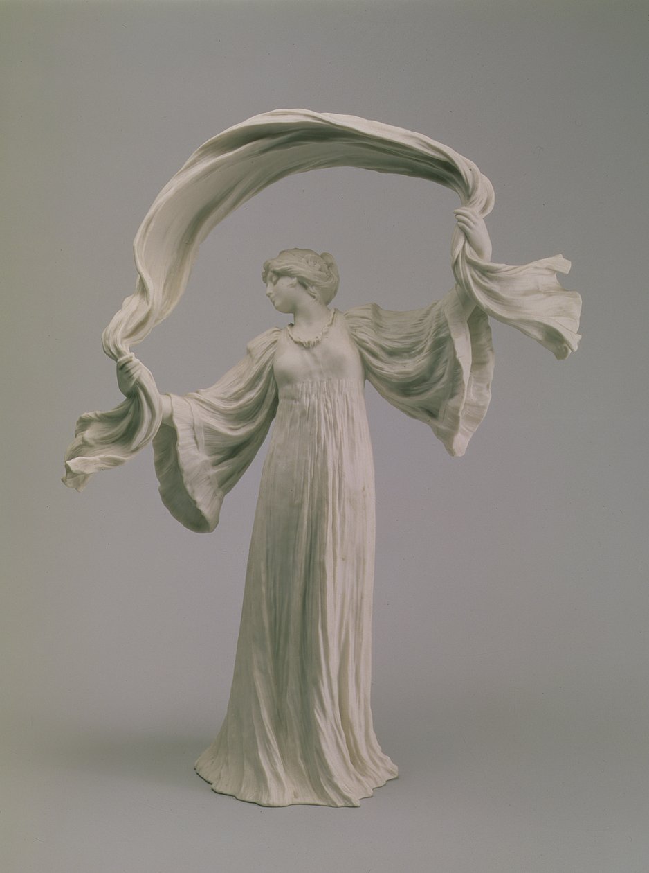 Tancerka z szalikiem na centralnym stole, Sevres, 1900 (herbatnik) autorstwa Agathon Leonard