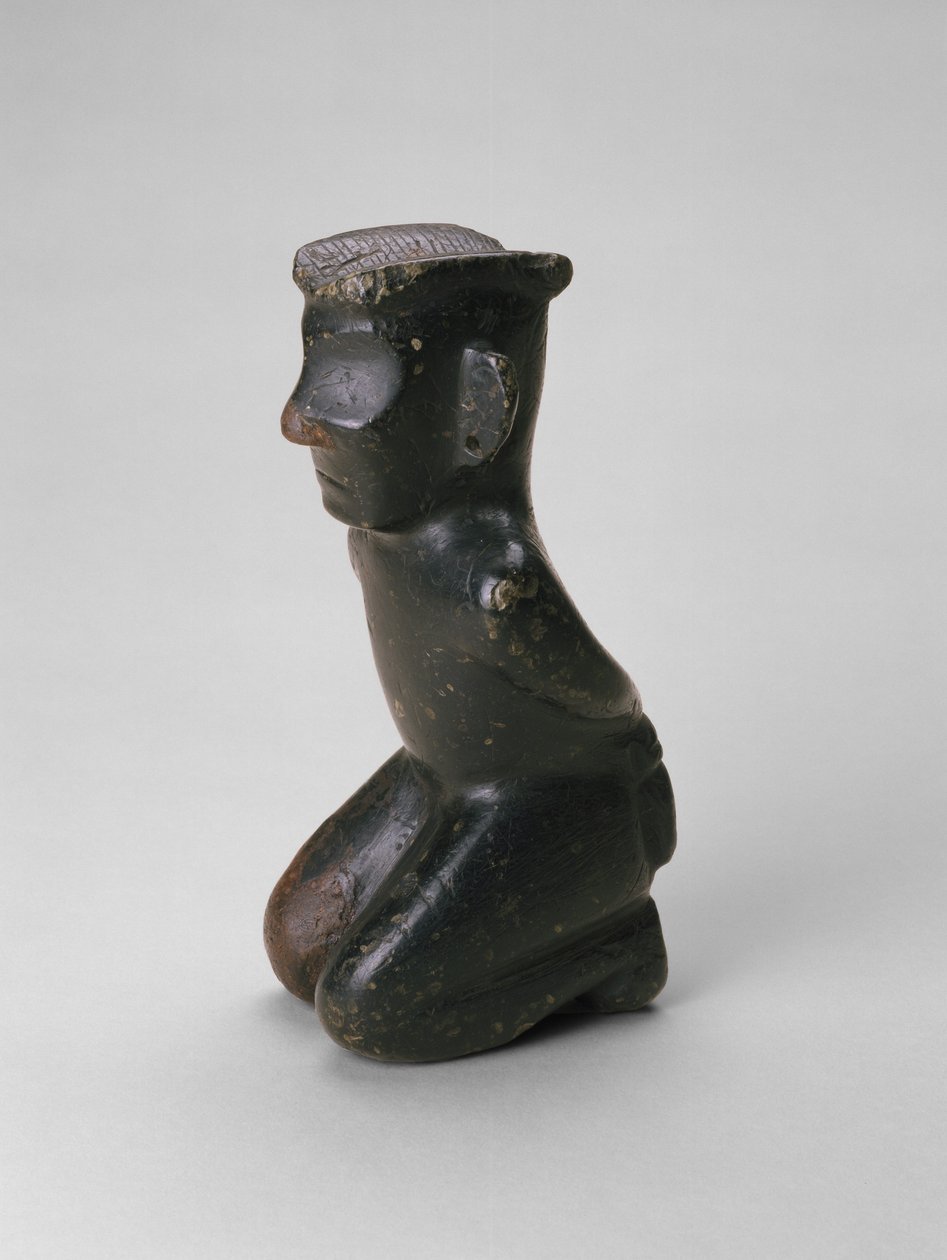 Klęcząca postać, Chiny, prawdopodobnie prowincja Syczuan, koniec II tysiąclecia p.n.e. (chloryn) autorstwa Age Bronze