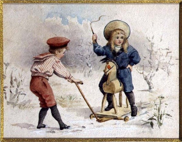 Koń-zabawka (akwarela na papierze) autorstwa Agnes Gardner King