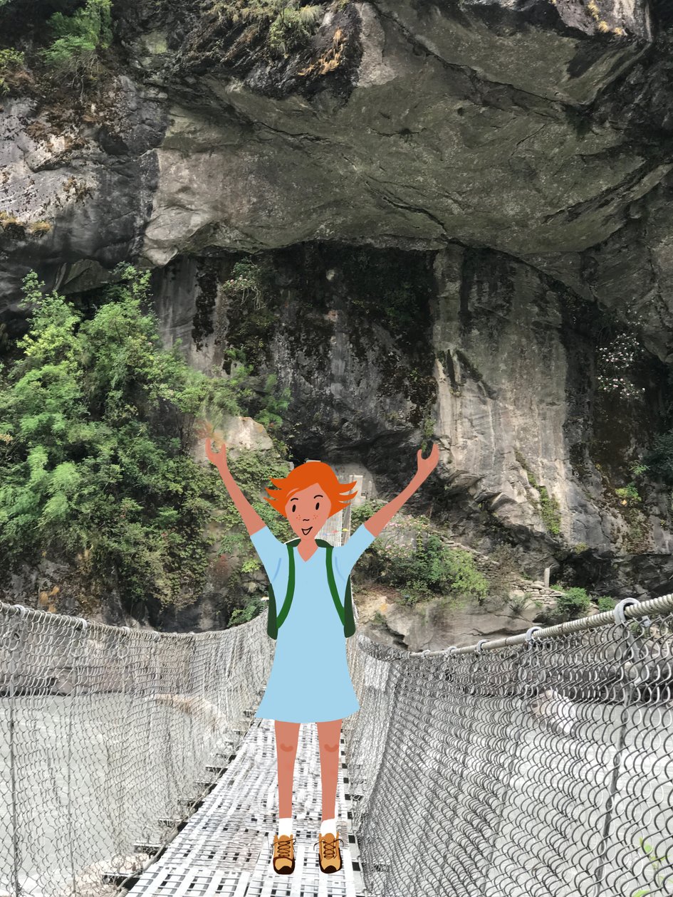 Walking on a Bridge , 2023 (sztuka cyfrowa na fotografii) autorstwa Agnes Girardon