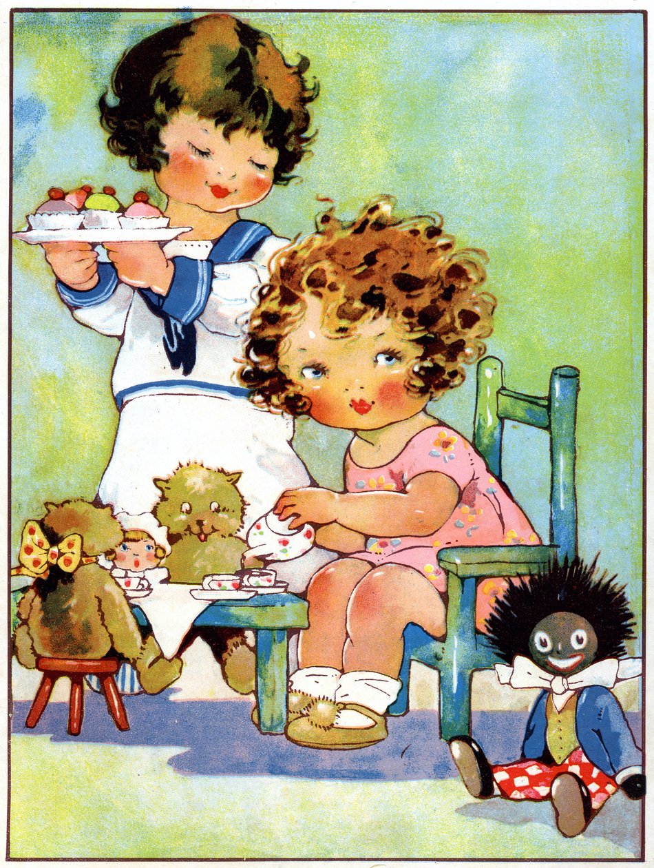 Dziewczynki bawiące się w jadalni, ok. 1920 r. (il autorstwa Agnes Richardson