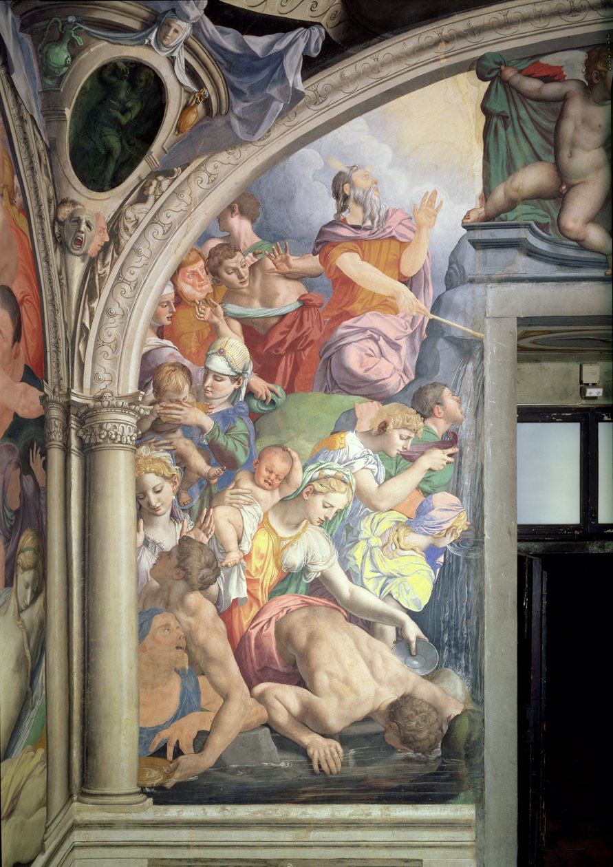Mojżesz uderzający wodą ze skały, z Capella di Eleonora, 1555 (zob. też 60345 i 81565) autorstwa Agnolo Bronzino