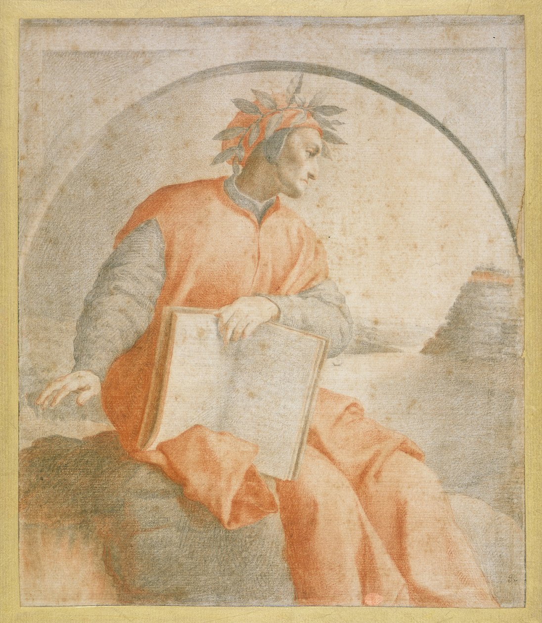 No.1176 Portret Dantego, kopia (kreda) autorstwa Agnolo Bronzino