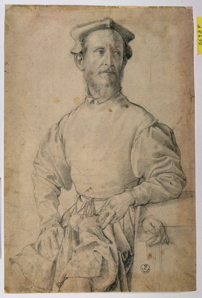 Portret Jacopo Pontormo (1497-1557) (czarna kreda na papierze) autorstwa Agnolo Bronzino